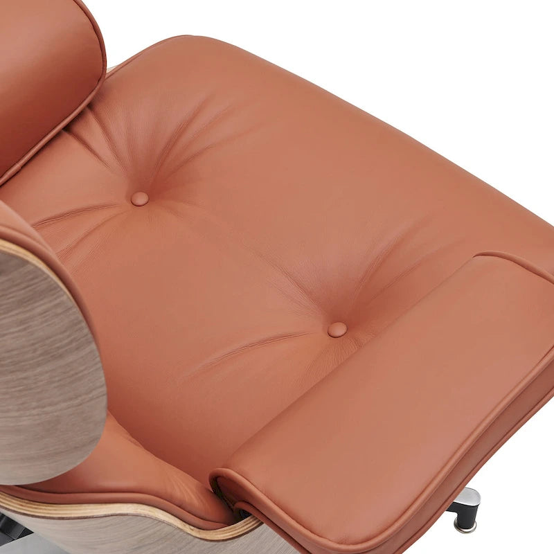 Fauteuil inclinable de salon moderne en cuir, style milieu du siècle