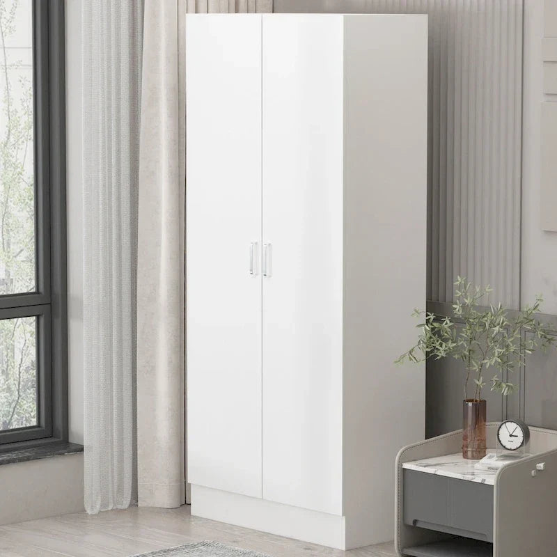 Armadio guardaroba a 2 ante, armadio indipendente per camera da letto con barra appendiabiti