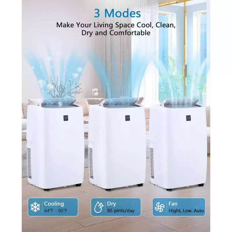 Climatizzatore portatile da 14.000 BTU, con telecomando, funzioni di raffrescamento, ventilazione e deumidificazione, modalità sleep e timer di 24 ore, raffredda 700 piedi quadrati