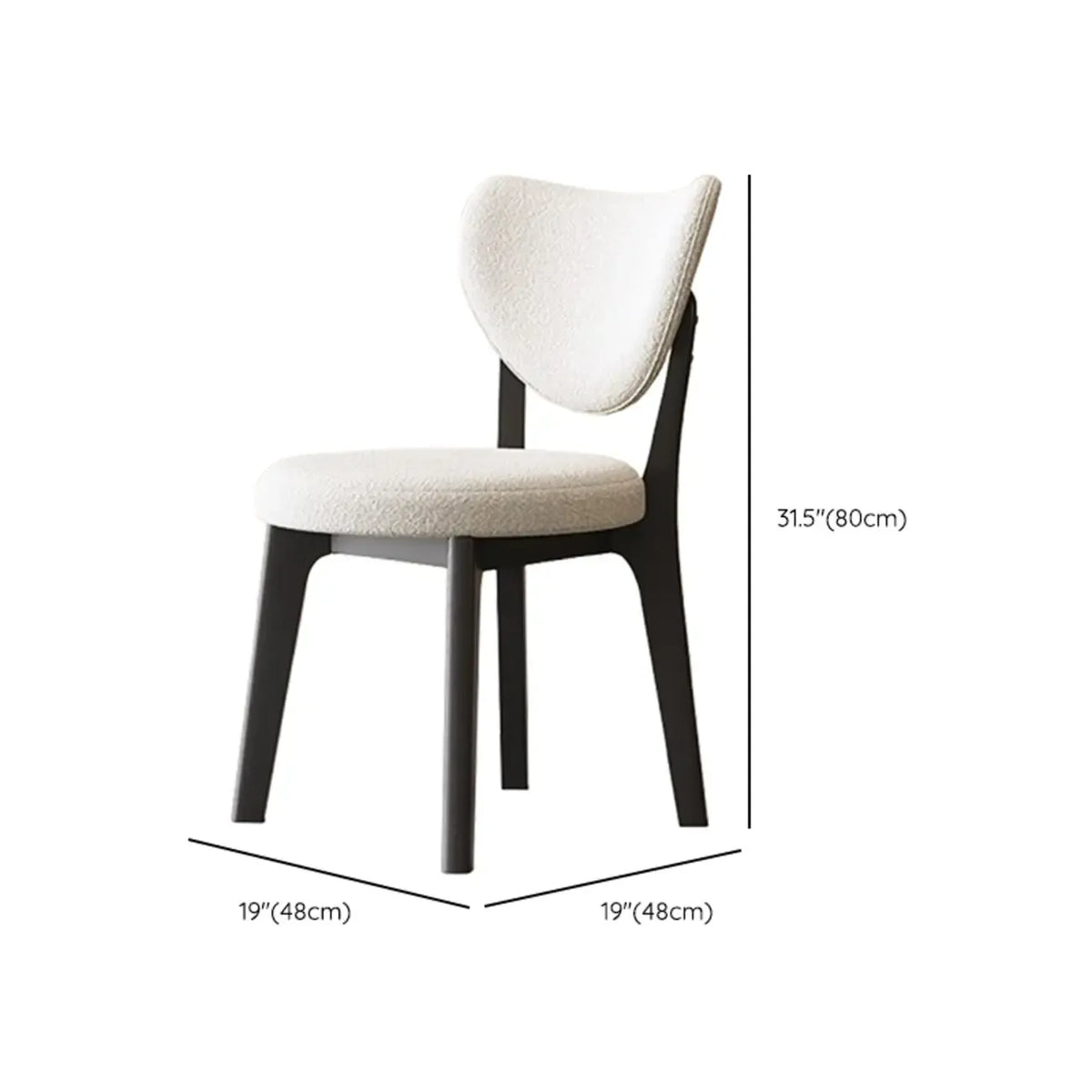 Chaise de salle à manger moderne sans accoudoirs, dossier enveloppant et revêtement en similicuir
