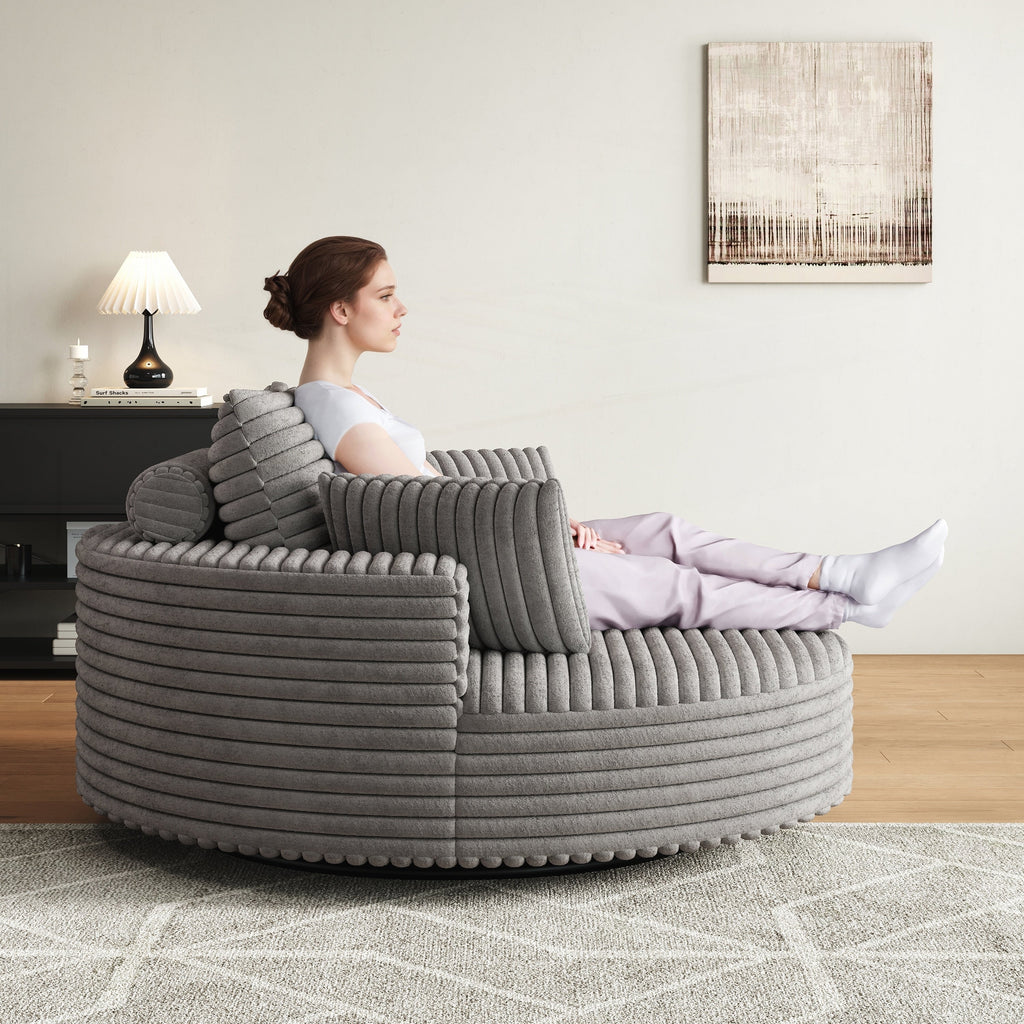 Einzelner Drehstuhl aus Cord-Chenille-Schaumstoff