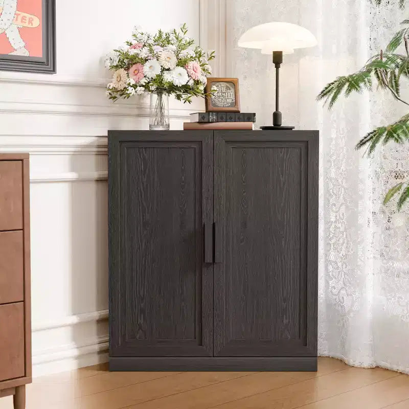 Dovelina Corner Cabinet with Adjustable Shelves Sideboard Buffet Wine Cabinet Kitchen and Dining Cabinet with Wood Doors - 31H x 31W, 36H x 31W