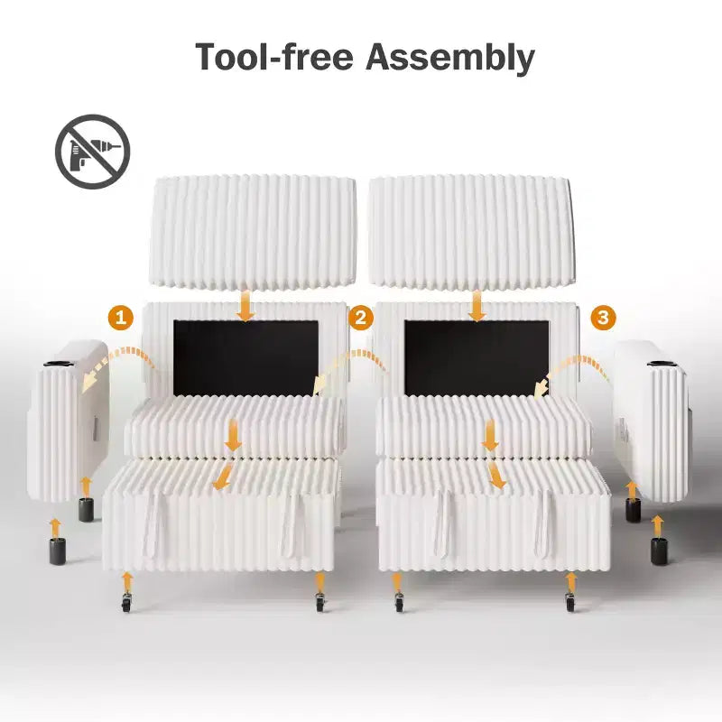 Dyonery 91-delige slaapbank met chaise longue en uitschuifbaar bed, verstelbare rugleuning/twee uitschuifbare bedden/USB-poorten/bekerhouders, zacht corduroy