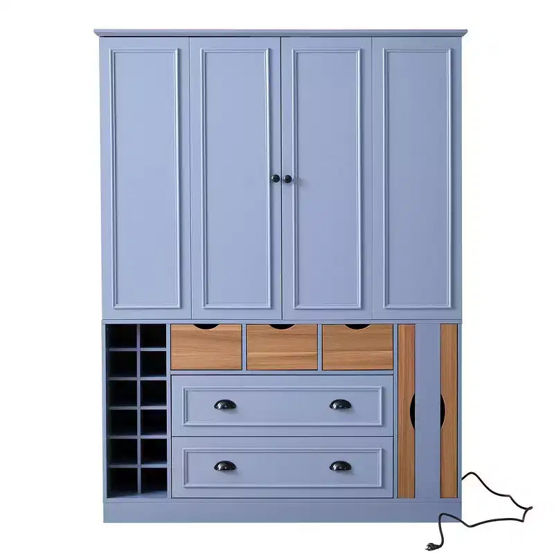 Despensa de cocina independiente Whisen de 71'' de altura, armario grande de almacenamiento para comedor con aparador, 4 puertas plegables, estantes y botelleros