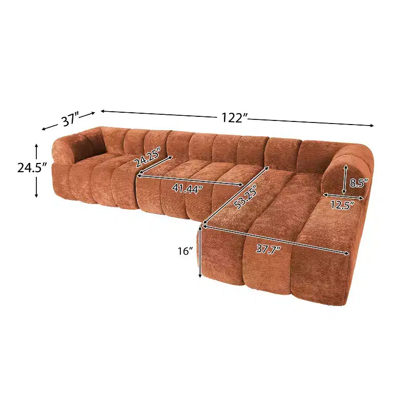 Christopher Knight Home Keri 122 Modern L-Shaped High-Density Foam Sectional Sofa with Low Backrest