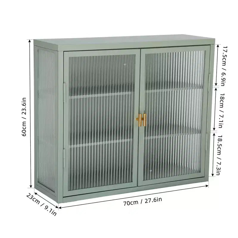 Armoire murale à double porte vitrée avec espace de rangement généreux, portes amovibles, étagères et coffre de rangement pratique pour les outils