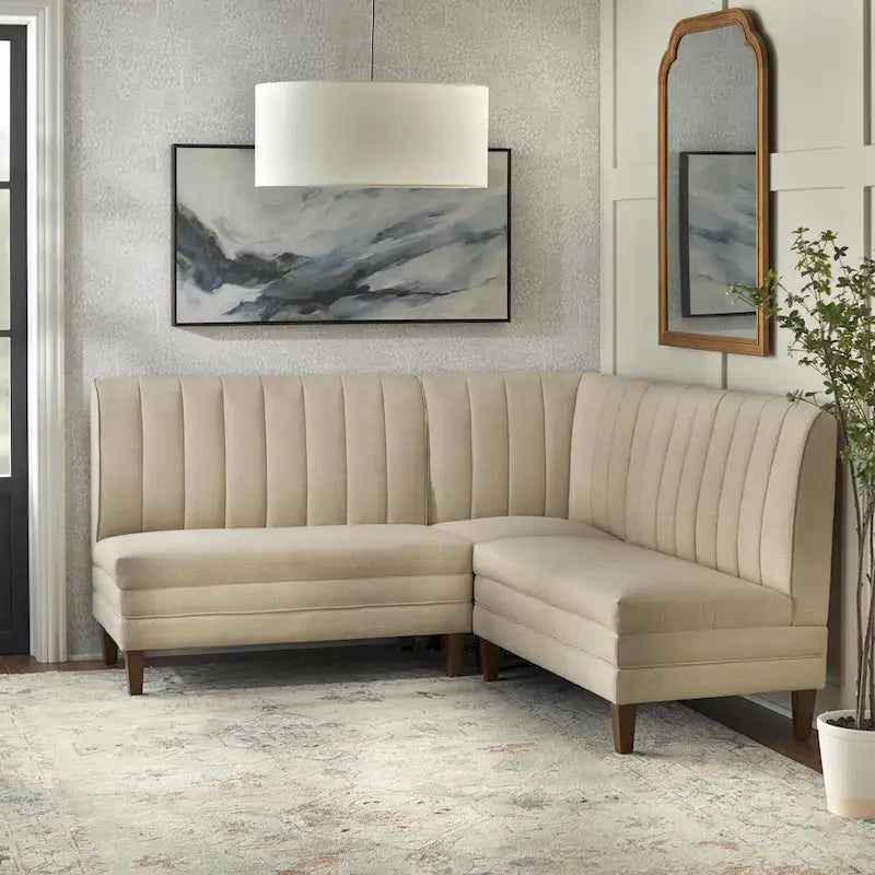 Lifestorey Kerrington 3-delige gestoffeerde banquette-set met geribbelde rugleuning