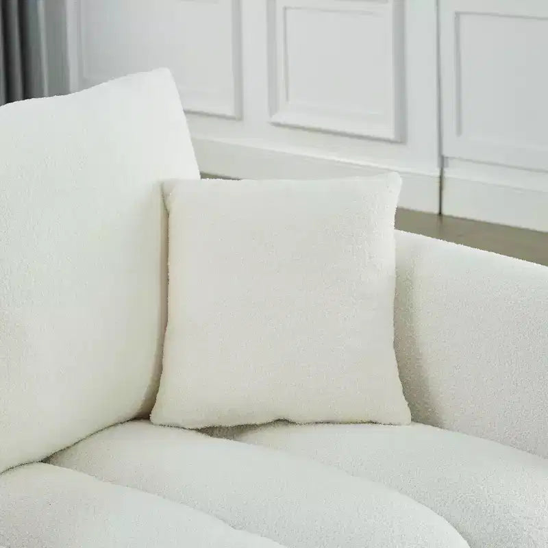 GDFStudio Alanna 79,5 modernes 3-Sitzer-Sofa mit Teddy-Stoffbezug und Kissen