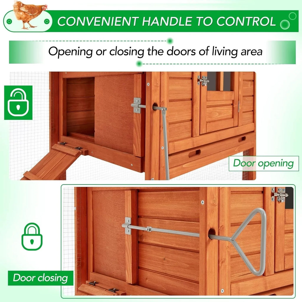 AECOJOY 144'' groot kippenhok met ren, houten hok en pluimveekooi