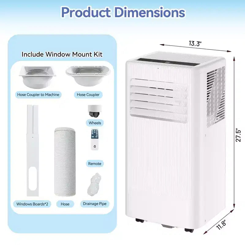 Mobile Klimaanlage, Flarhetoric 10.000 BTU Kühlen/Ventilieren/Entfeuchten 3-in-1-Mobilklimagerät für Räume bis 52 m², geräuscharme Geräte