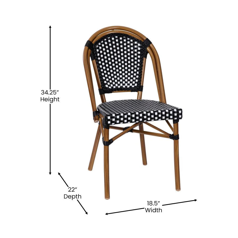 Gewerbliches Bistro-Set für drinnen und draußen mit Tisch und vier Stühlen