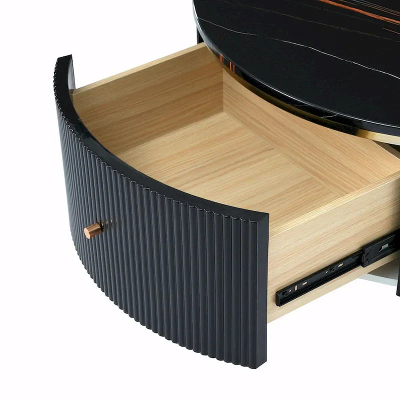 31.5 Modern Round Coffee Table with Large Drawer Storage