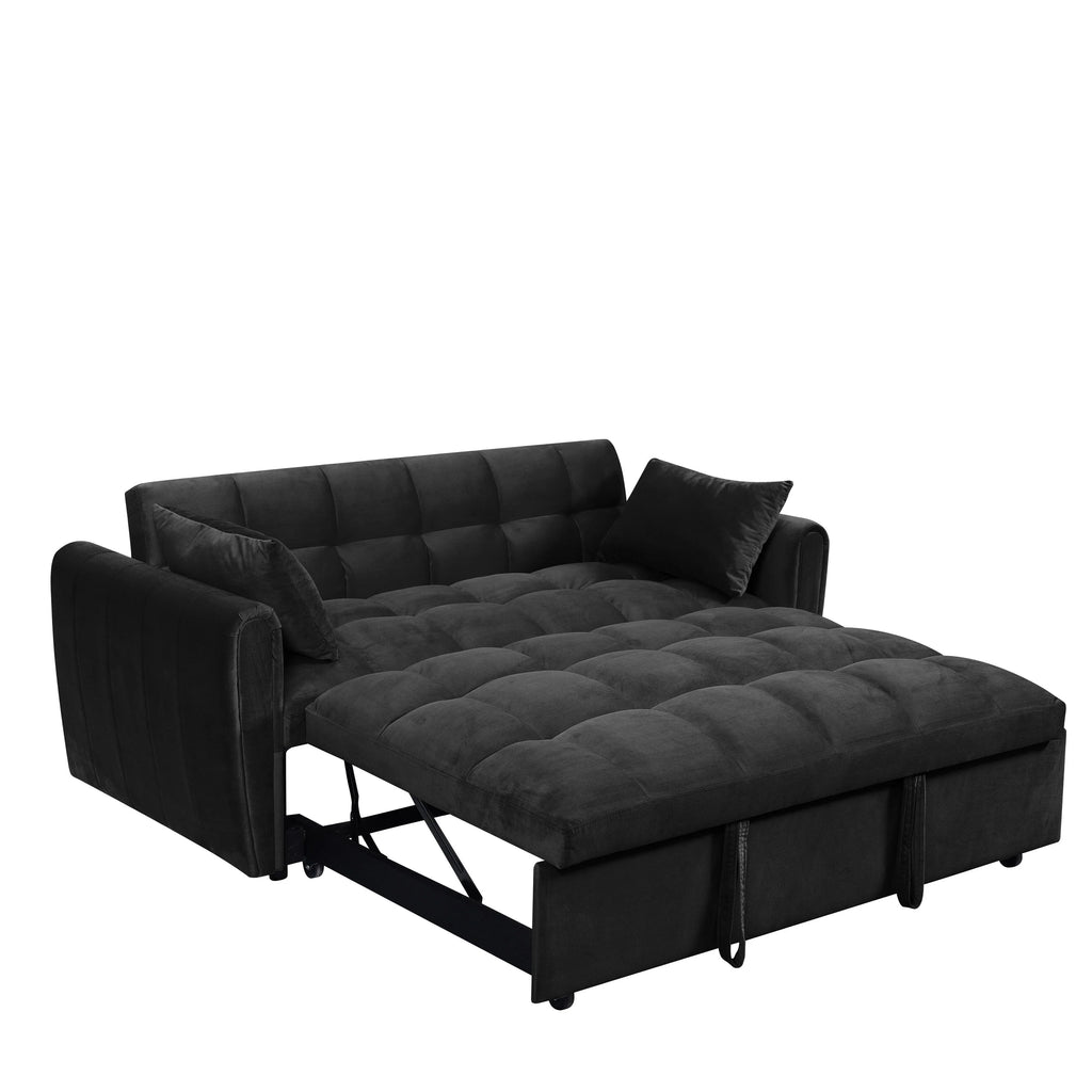 Fluwelen slaapbank van 64,96 inch, 3-in-1, met verstelbare rugleuning, opbergvak en draagvermogen van 500 lb