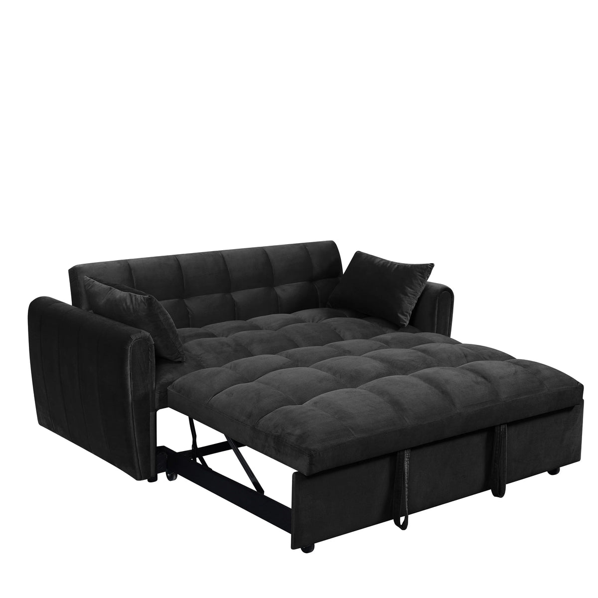 Fluwelen slaapbank van 64,96 inch, 3-in-1, met verstelbare rugleuning, opbergvak en draagvermogen van 500 lb
