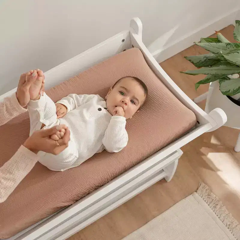 Comfy Cubs Baby Changing Table - Sturdy Wood Construction, Timeless Look with Two Open Shelves for Infant Essentials