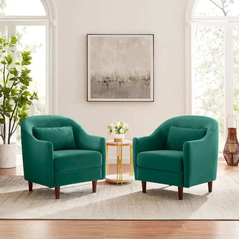 28,34 Zoll, 2er-Set Akzent-Sessel, Samt-Sessel im Fassondesign mit Beinen aus Massivholz