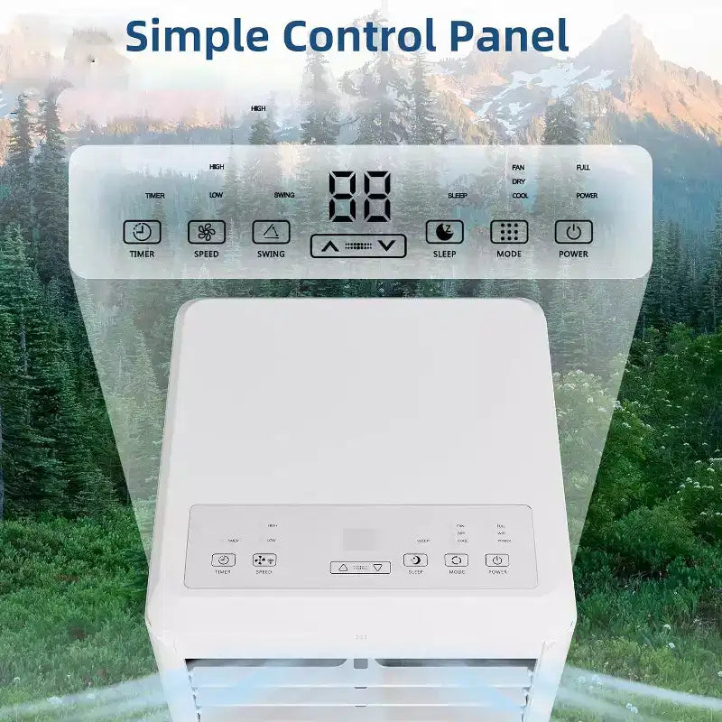 8K BTU Portable Air Conditioner - 3-in-1 Cooling, Dehumidifier & Fan for 350 Sq Ft with Sleep Mode & 1-Year Warranty