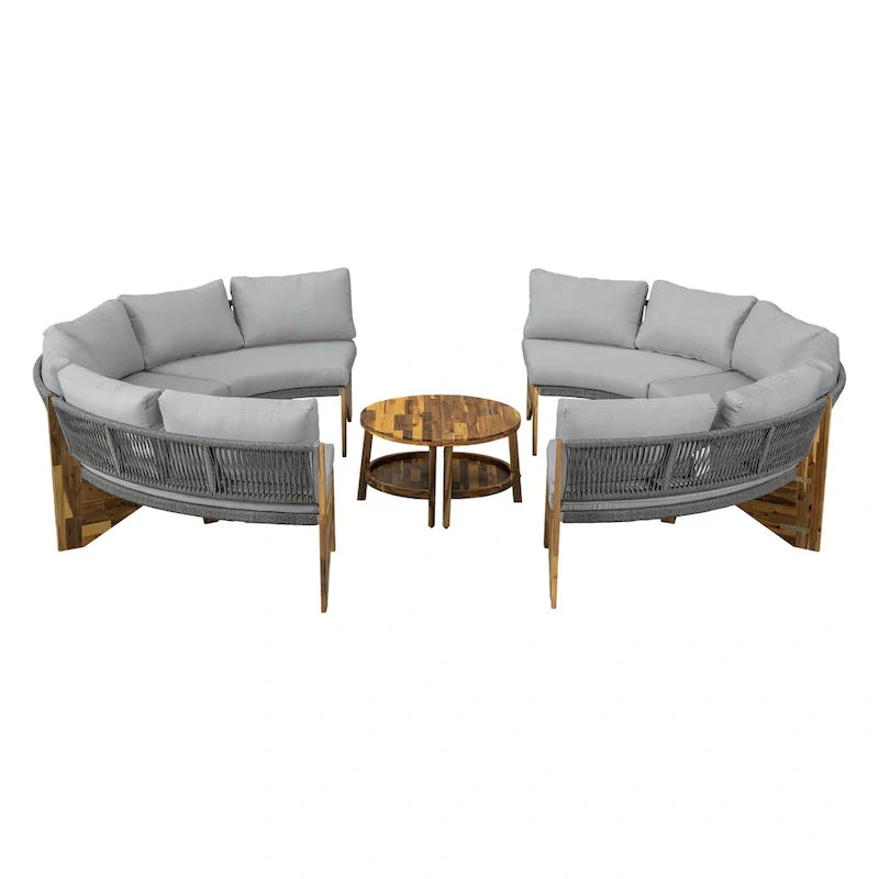 Ensemble de salon extérieur pour 6 personnes avec coussins et 1 table basse