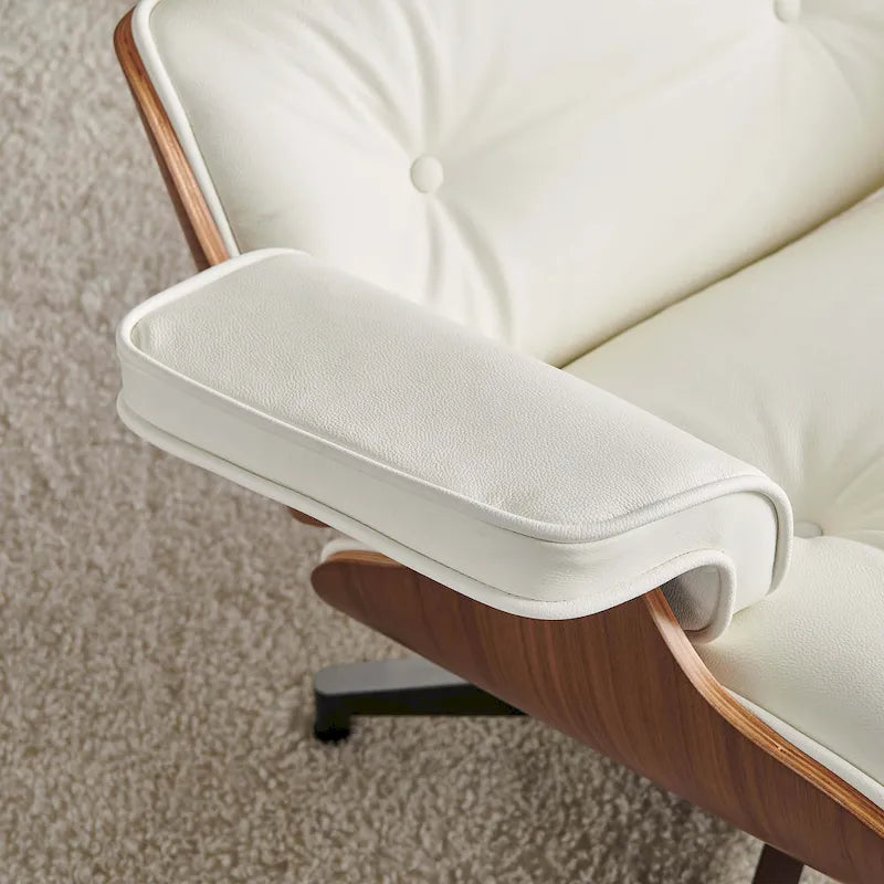 Fauteuil inclinable de salon moderne en cuir, style milieu du siècle