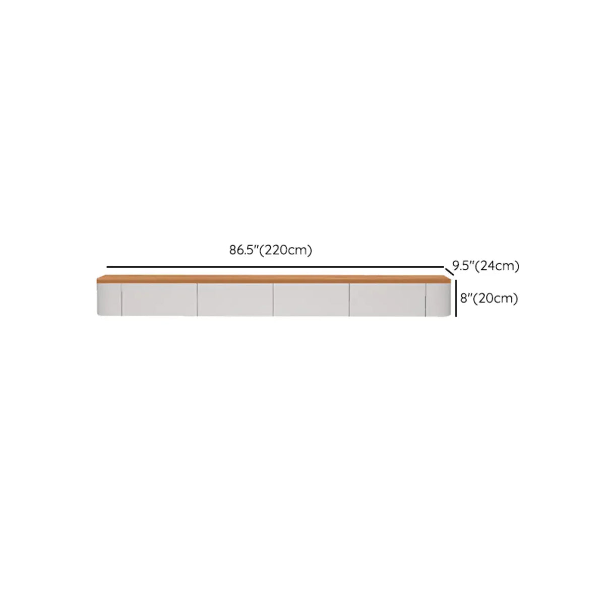 Meuble TV suspendu contemporain, long et blanc, en bois, avec tiroirs