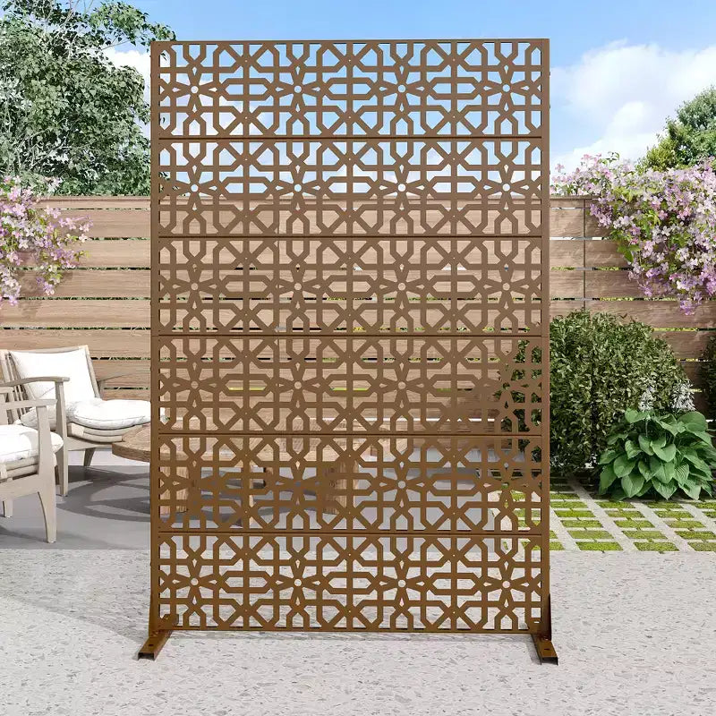 MAYEERTY Galvanized Steel Room Divider Outdoor and Indoor Divider with Free Standing Privacy Screen for Balcony Patio