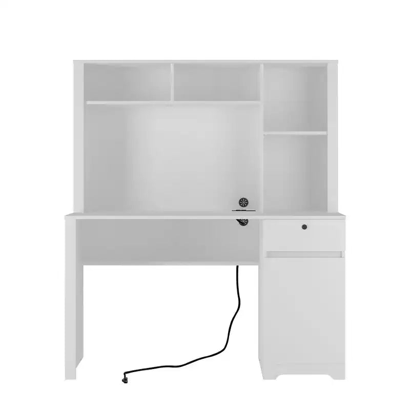 51.18IN Modern Computer Desk with Hutch and Bookshelf, Office Desk with Ample Storage, Writing Desk for Study, Reading Room