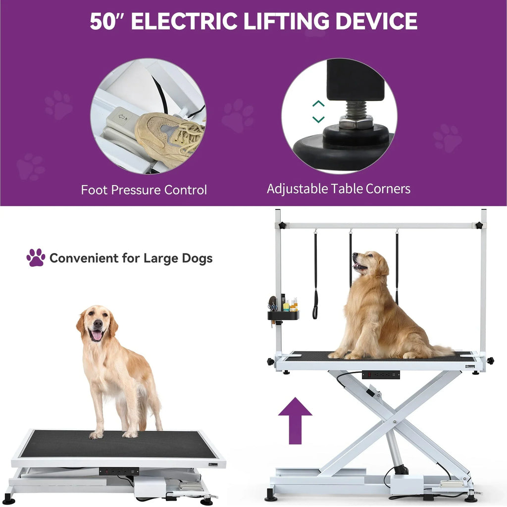 Professioneller elektrischer Hundeschertisch für große Hunde, robuster Tierpflegetisch mit Hundepflegearm aus Aluminium – 50'' B