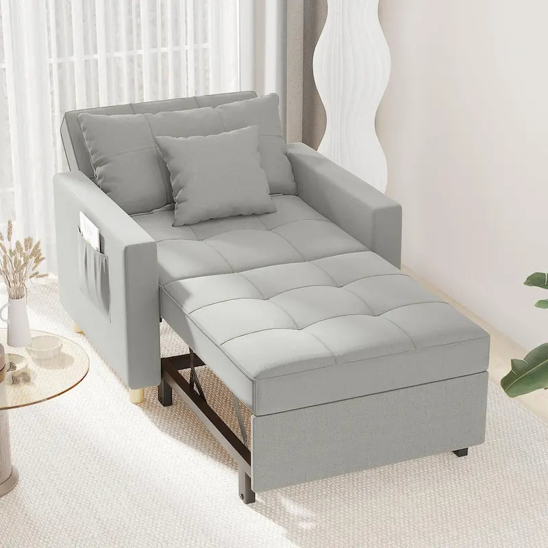 Adjustable Sleeper Chair Bed, 3-in-1 Convertible, Multiple Colors, Fits 1 Person