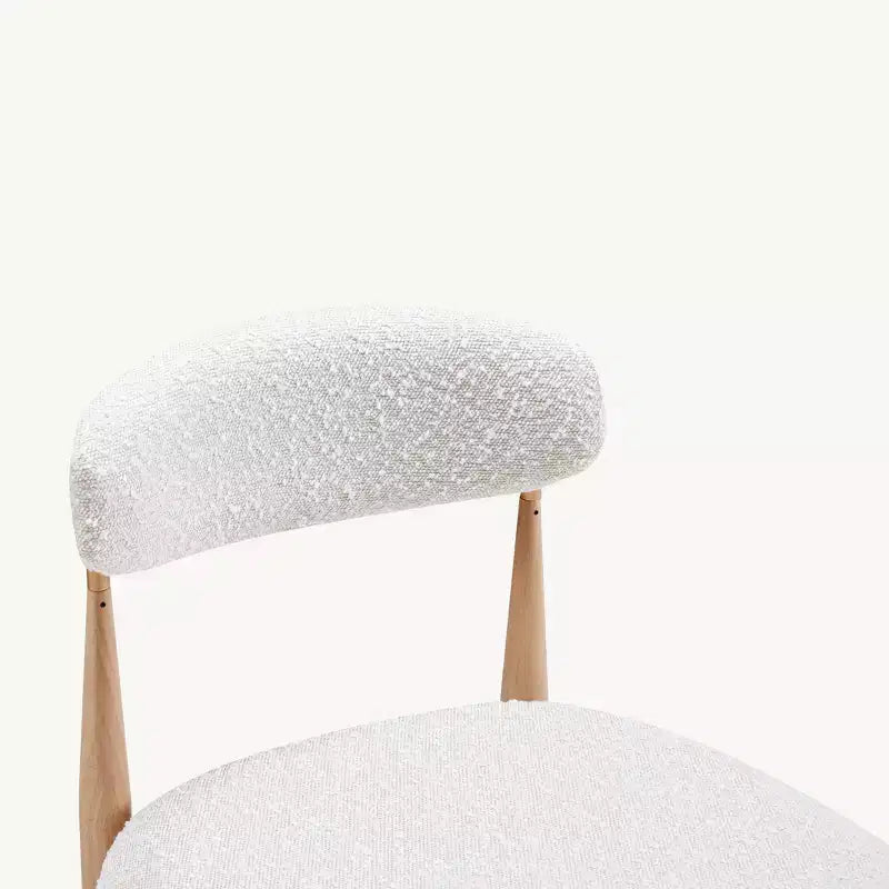 Boucle Dining Armless Barstools Set of 4,with Wood Grain Metal Legs for Kitchen, Living Room, Restaurant, Cafe - Morden Fort