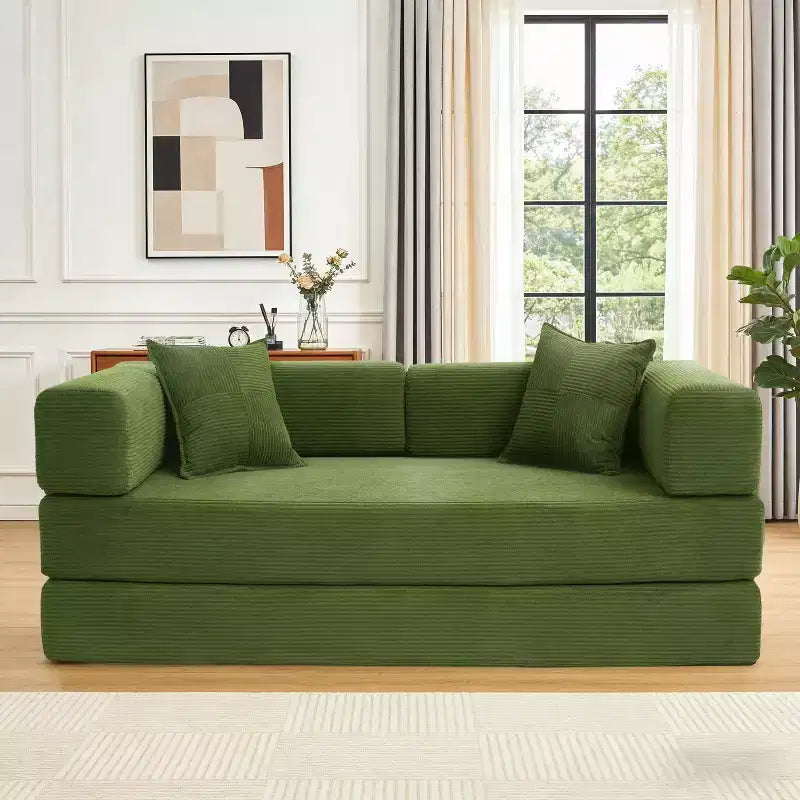 Dyonery 78 klappbares Schlafsofa, Cordbezug, Schlafcouch in King-Size-Größe für den Boden, 4-in-1-DIY-Kombination, modulares Sofa zum Ausklappen, bequem