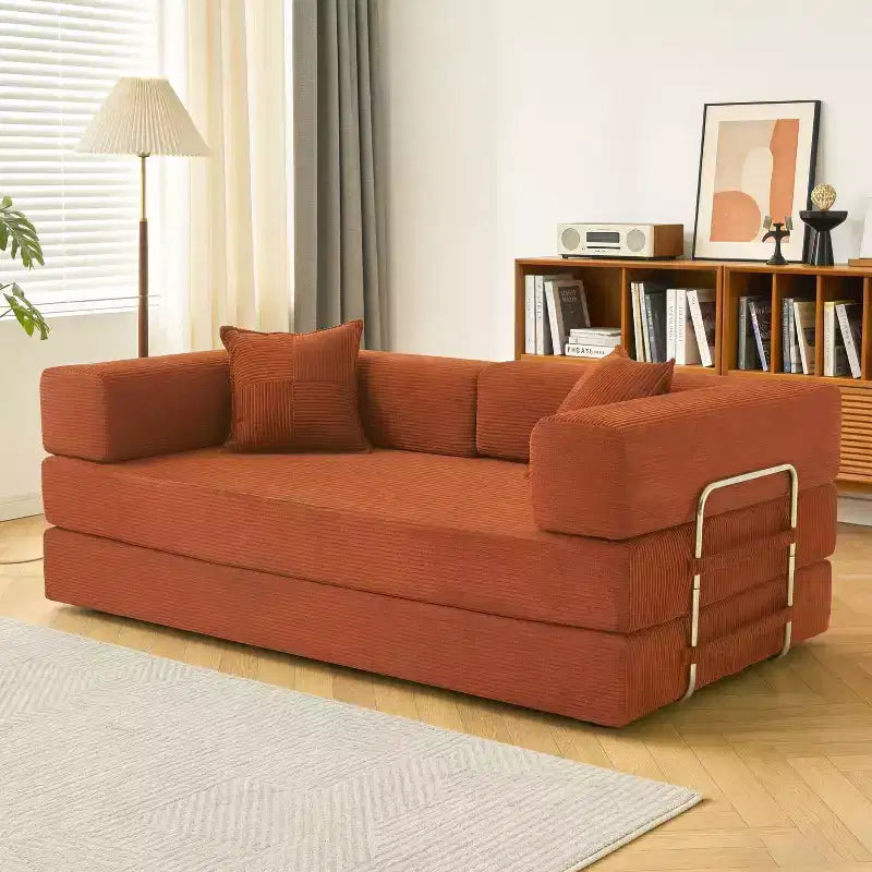 Dyonery 78 klappbares Schlafsofa, Cordbezug, Schlafcouch in King-Size-Größe für den Boden, 4-in-1-DIY-Kombination, modulares Sofa zum Ausklappen, bequem
