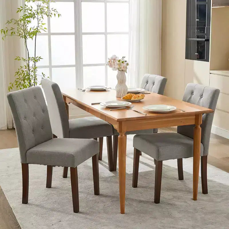 Juego de 6/4 sillas de comedor Parsons con capitonado de botones, sillas de cocina de tela tapizada con patas de madera y asientos acolchados, muebles para salón y cocina