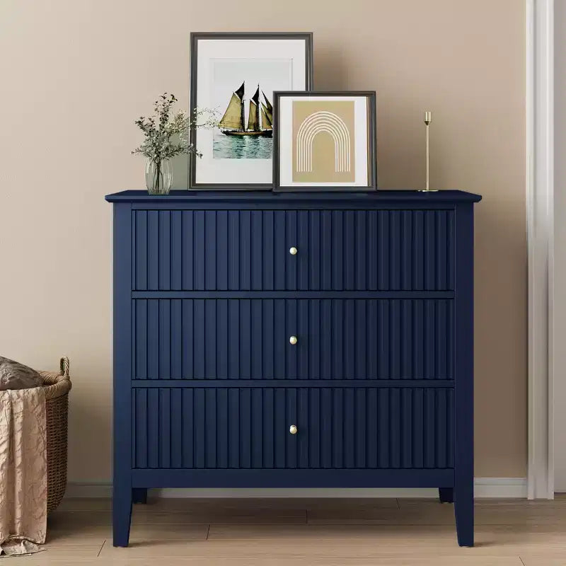Heynemo 3 Drawer Dresser, Painted 30 Inch Tall Wood Nightstand with Storage, Wide Modern Chest of Drawers with Ball Bearing Slide