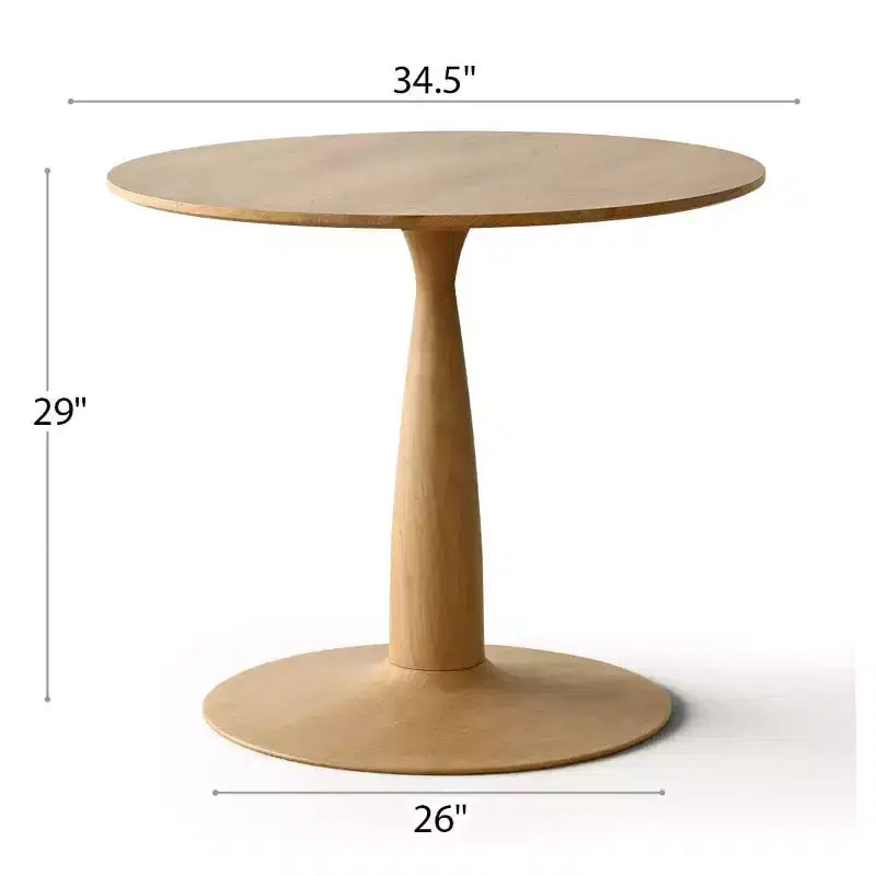Modern Round Pedestal Dining Table with Wood Grain Finish, Small Kitchen Table Coffee Table for Apartment, Dining Room & Living Space-Panipeachy