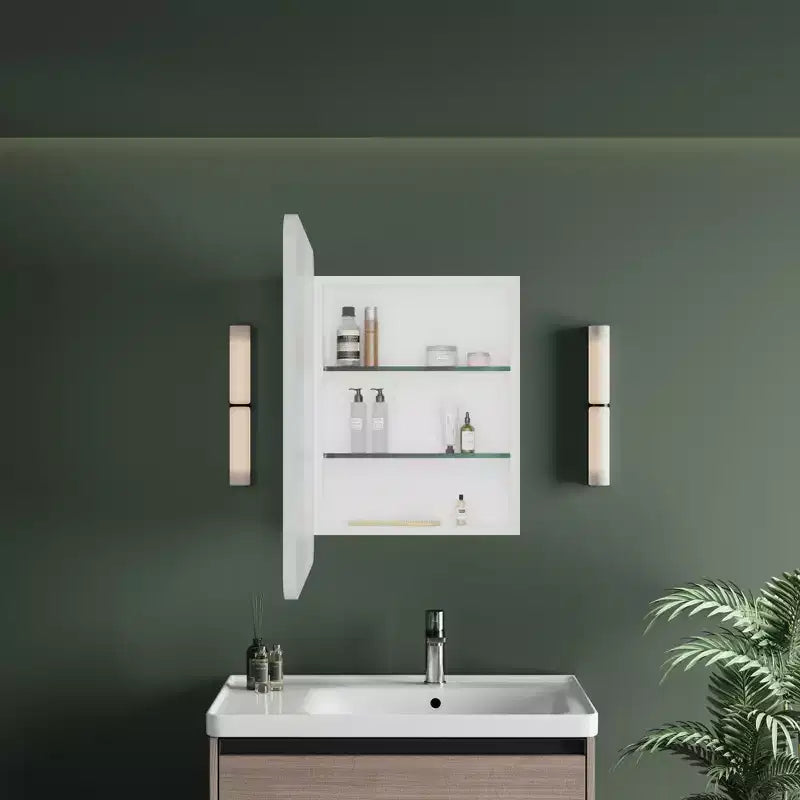 Schwarz/Weiß/Gold LED-Medizinschrank, eine Tür, Anschlag links oder rechts, zum Einbau oder zur Wandmontage