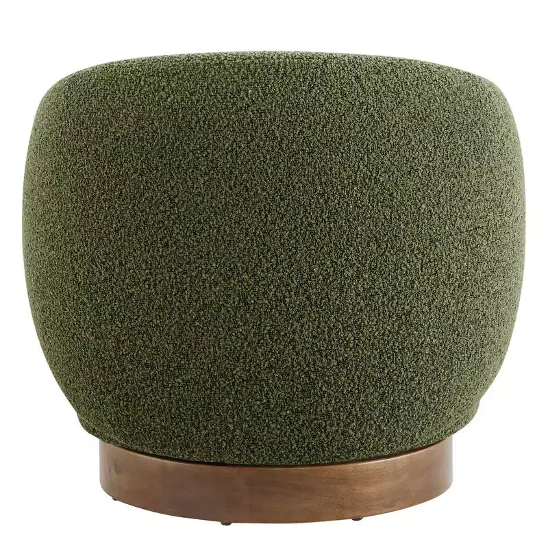 Poltrona barrel girevole imbottita d'accento Spruce&Spring con base in legno