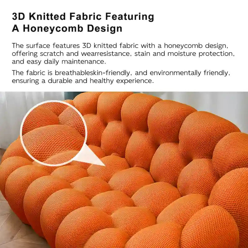 Divano relax curvo a bolle per 2 persone, a forma di nido d'ape, con tessuto 3D, per soggiorno, salotto o appartamento
