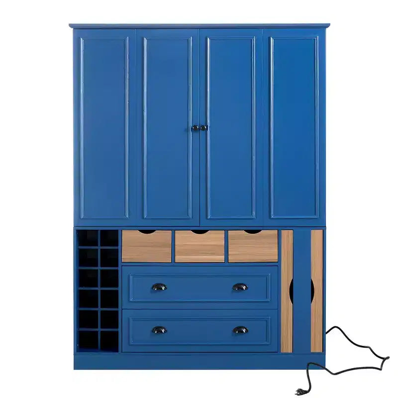Despensa de cocina independiente Whisen de 71'' de altura, armario grande de almacenamiento para comedor con aparador, 4 puertas plegables, estantes y botelleros