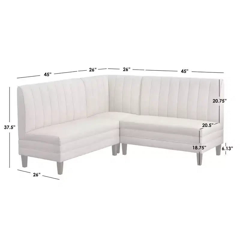 Lifestorey 4-teiliges Kerrington-Bankett-Esszimmer-Set mit Kanalsteppung, Walnuss/Creme: leinenähnlicher Stoff, Säulentisch