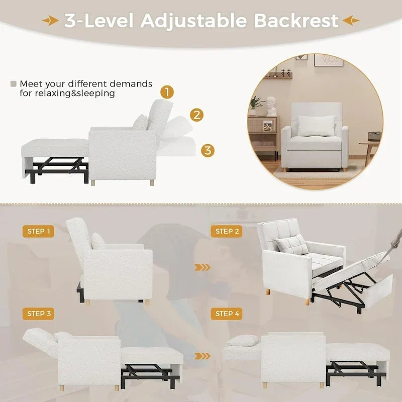Sillón sofá cama 3 en 1 AECOJOY con almohada y respaldo convertible