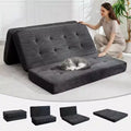 SunnyFurn 15,2 cm dreifach faltbares Matratzen-Sofa-Bett, 190,5 x 138 cm großes faltbares Schaumstoff-Gästebett mit Cordbezug und Knopfsteppung, tragbar für Camping, Wohnzimmer und Schlafzimmer