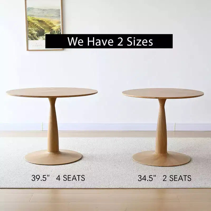 Modern Round Pedestal Dining Table with Wood Grain Finish, Small Kitchen Table Coffee Table for Apartment, Dining Room & Living Space-Panipeachy