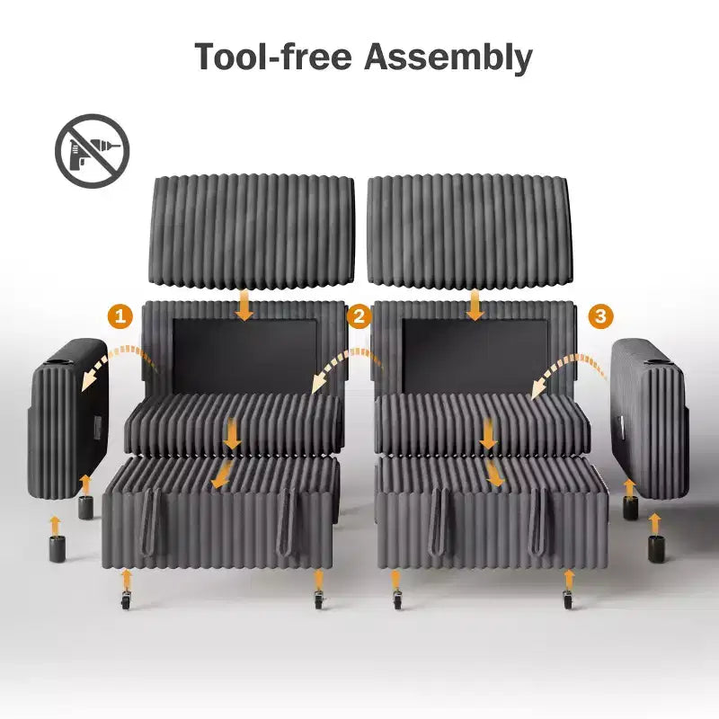 Dyonery 91-delige slaapbank met chaise longue en uitschuifbaar bed, verstelbare rugleuning/twee uitschuifbare bedden/USB-poorten/bekerhouders, zacht corduroy