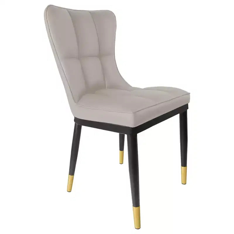 Bekrvio Dining Room Chairs Set of 6, Modern Upholstered Faux Leather Seat with High Back, Metal Legs, Armless Kitchen Chairs for Living Dinning Room