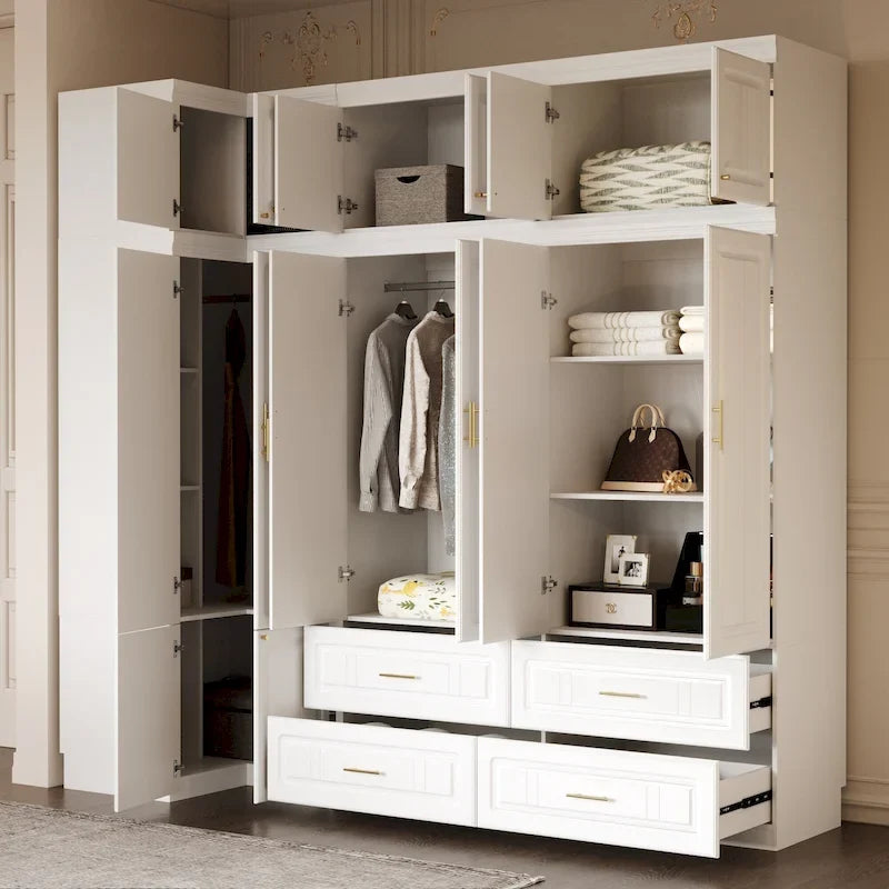 93.9H/74.2H Armoires Wardrobe Closet Cabinet Hanging Drawers Storage