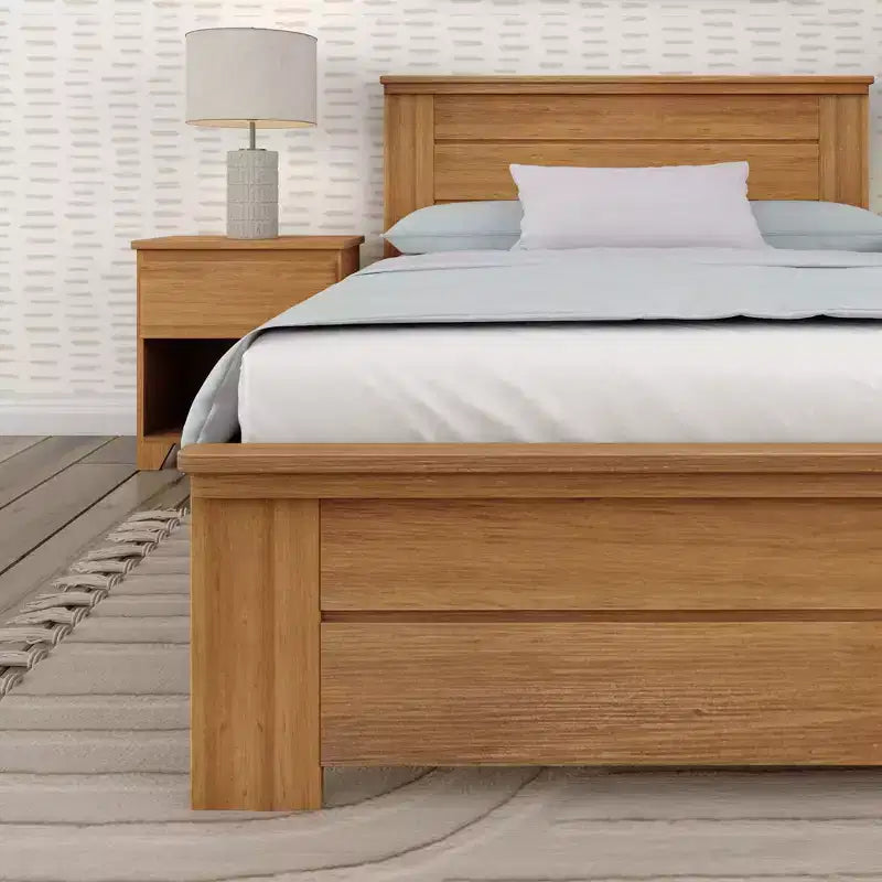 Plank+Beam Farmhouse Full Size Bed Frame with Headboard, Solid Wood Platform Bed
