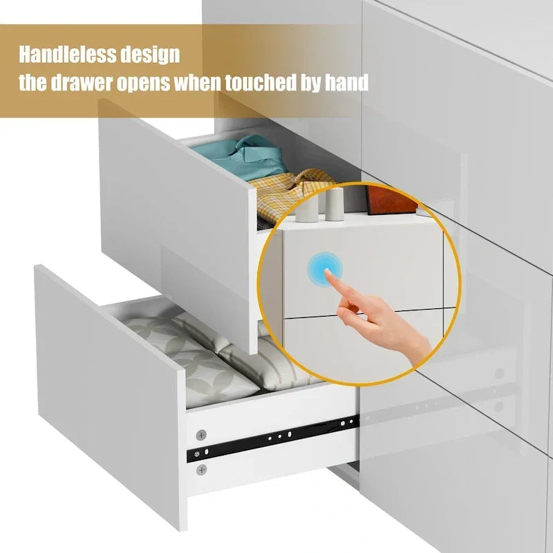 Meuble de rangement et commode à 9 tiroirs, armoire colonne organisatrice pour chambre avec éclairage