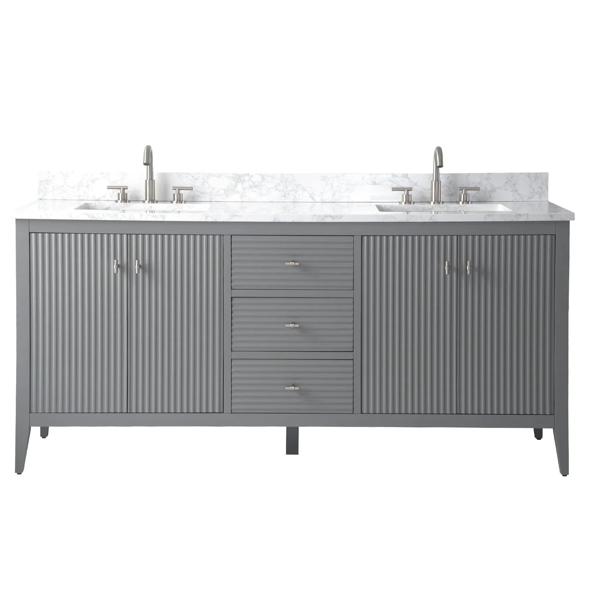 Vanity Art 72 badkamermeubel met dubbele wastafel en blad van composietmarmer