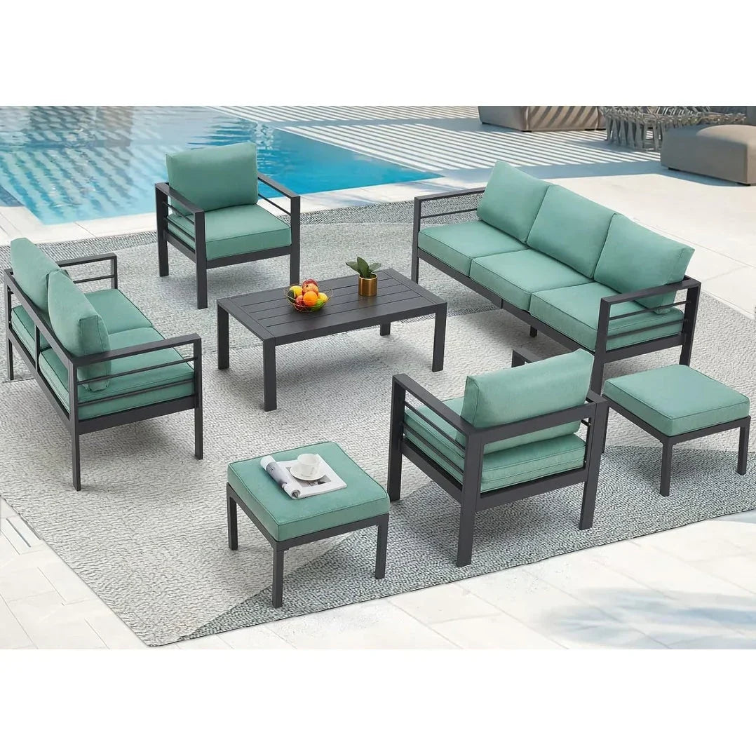 AECOJOY conjunto de muebles de aluminio para patio de 7 piezas, conjunto de exterior para conversar