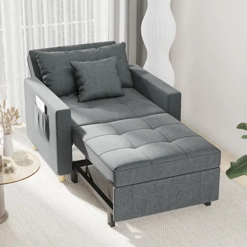 Adjustable Sleeper Chair Bed, 3-in-1 Convertible, Multiple Colors, Fits 1 Person